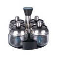 thumbnail image 1 of Organizador giratorio para especias, recipientes para condimentos de 4 tarros con soporte giratorio de 360°, juego dispensador de aceite y vinagre, sal y pimienta, 1 of 5