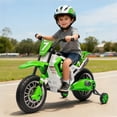 thumbnail image 2 of Green 12V Kids Ride On Motorcycle Dirt Bike with High/Low Speeds,Training Wheels, Spring Suspension, 2 of 19