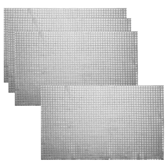 4pcs Shiny Mirror Placemats, 11.8" x 17.7" Black Silver Retro Square Sparkle Place Mats for Dinner Table Disco Table Decor for Birthday Bachelorette Dance Party