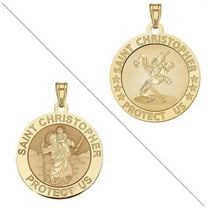 PicturesOnGold.com Wrestling - Saint Christopher Doubledside Sports Religious Medal Female Adult 1 inch Solid 14K Yellow Gold