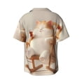 thumbnail image 5 of KLL Relaxing Cat With Tea Print Men's Shirt Short Sleeve Button Down Summer Cuba Beach Shirts- X-Large, 5 of 5