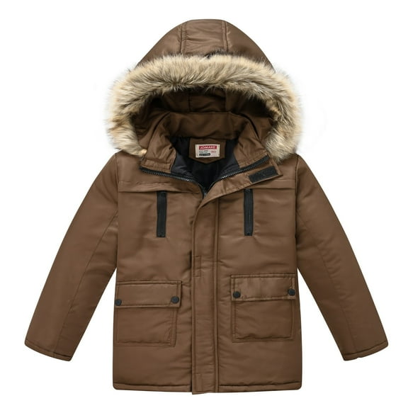 Futezty Kids Coats Fall Winter Boys Girls Solid Color Thick Warm Jacket Detachable Hat Hood Jacket