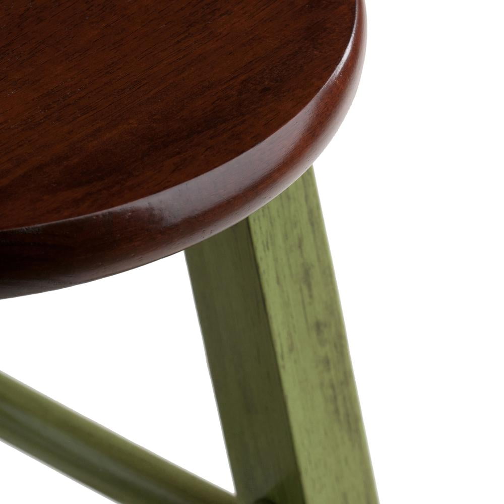 Winsome Ivy 29" Bar Stool, Rustic Green & Walnut Finish