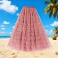 thumbnail image 2 of Felirenzacia Women’s Layered Ruffles Tulle Skirt Pleated High Waist Fluffy Maxi Skirt Fairy Cake Dress Long Tutu Party Skirt, Watermelon Red,2XL, 2 of 5