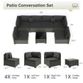 thumbnail image 3 of LHBcraft 7-Piece Outdoor Patio Furniture Set, All-Weather PE Rattan Sectional Sofa with Cushions and Coffee Table, 3 of 9