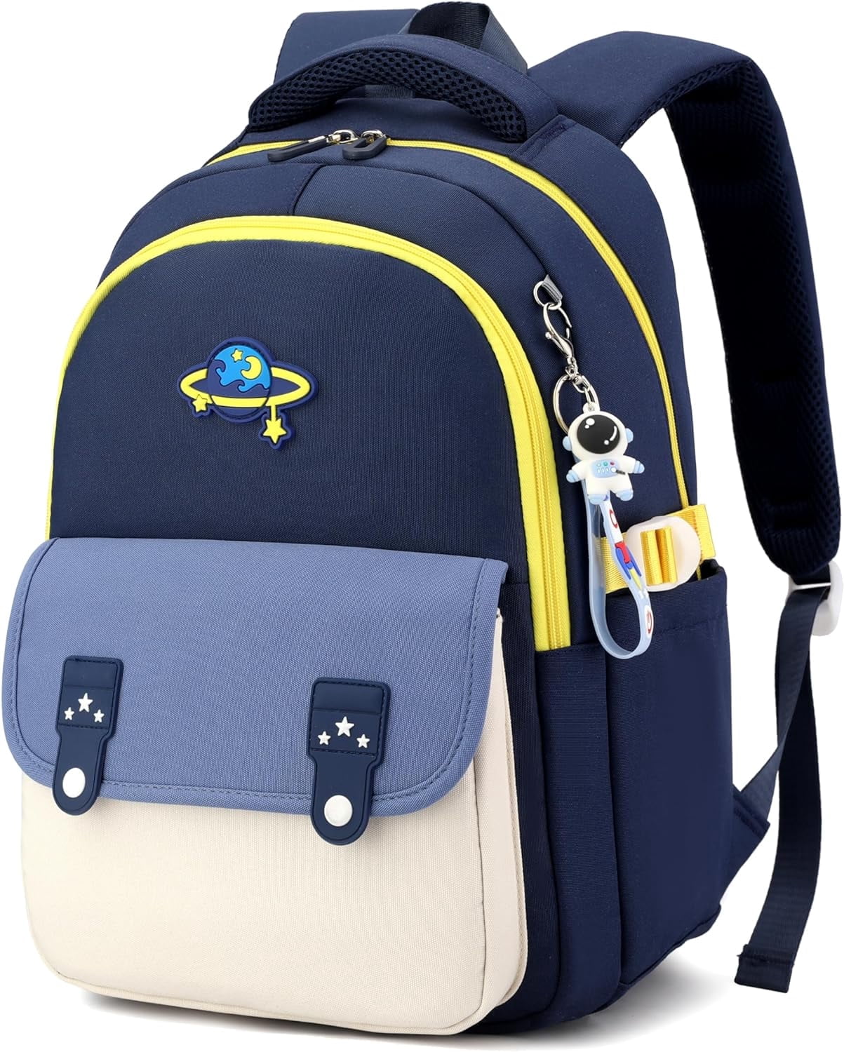 Kids Space Backpack Set With Lunch Box - 15 Inch Bookbag For Elementary School, Daycare & Travel (Navy Blue)