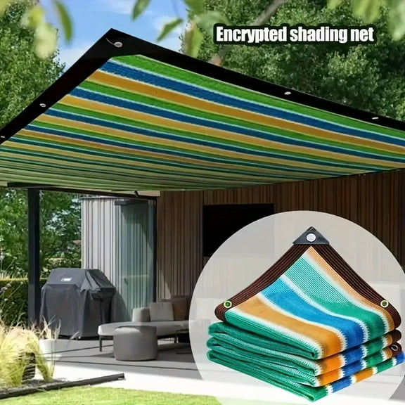 Chak’s Choice Outdoor Patio Shade Net Cover - Sun protection and breathable UV protection cover, colorful striped design, shade Blue 2*2m