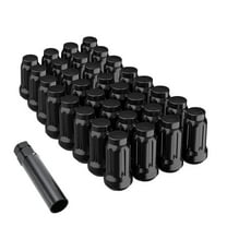 6pt spline Lug Nut, Black 12X1.5 Closed End Hex 3/4 Inch 19mm Corn Seat Lug Nuts 1.38" Length with 2 Spline Key/Socket Wheel Nuts Wholesale Set of 100, 100 2
