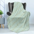 thumbnail image 3 of Ambesonne Art Deco Fleece Throw Blanket Mint Simple Vintage Motif 50"x70" Mint Green and Sand Brown, 3 of 5