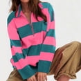 thumbnail image 3 of LOVZFMLL Sweaters for Women, Acrylic V-Neck Ribbed Pullover Striped Color Block Fashion Polo Loose Long Sleeve Tops Warm Fall Winter Clothes, 3 of 8