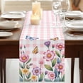 thumbnail image 3 of Table Runners 90 Inches Long Dress Scarves, Pink Flowers Farmhouse Coffee/Dining/Kitchen Table Runner for Living Room, Spring Floral Butterfly Leaves Plants Rustic Plaid 13x90 Inch, 3 of 9