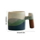 thumbnail image 3 of Rough Pottery Mini Cute Small Tea Cup Wooden Grip Handle Coffee Cup Exquisite Fresh Small Cup And Sea Theme Gradient Wooden Handle Mug, 3 of 6