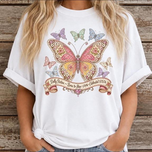 Dolly Doll Shirt: Dollywood T-Shirt, Dolly Fan Celebration of Life Remembrance Tee, Dolly Butterfly Merch, Faux Patchwork Cowgirl Fashion