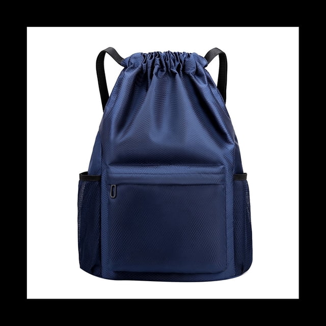 Mochila de Bolsillo con CordóN Bolsa de Viaje con CordóN Bolsa de Deporte de Fitness para Mujeres Hombres Azul Oscuro