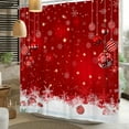 thumbnail image 4 of Merry Christmas Shower Curtain Snowflake Xmas Balls Red Background Winter Holiday Bathroom Shower Curtain Set Waterproof Polyester Fabric with Hooks 72Wx72H Inch, 4 of 6