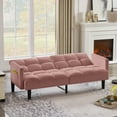 thumbnail image 3 of Square Arm Sofa Bed,Modern Sleeper Sofa and Couches with Wood Legs,Velvet Convertible 3-Seater Futon Couch with Adjustable Backrest for Small Spaces, Apartment Living Room, 3 of 13