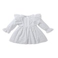 thumbnail image 1 of EIMELI Robe d'Automne pour Bébé Fille Manches Longues à Volants Robe Trapèze Unie Robe d'Hiver Princesse Vêtements Marron 3-6 Mois, 1 of 8