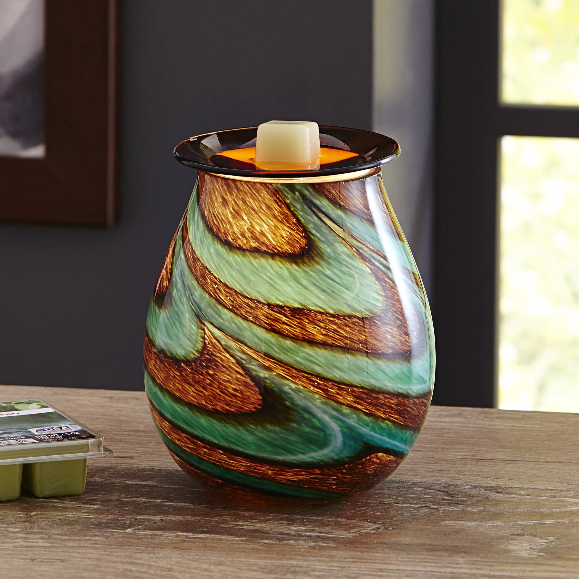Better Homes & Gardens Art Glass Full-Size Scented Wax Warmer, Tidepool