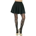 thumbnail image 2 of ToBeInStyle Women's Fine Fishnet Seamless Tights - Floral Lace Chantilly - Black - One Size, 2 of 9