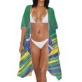 thumbnail image 3 of HELLHERO Polyester Bathing Suit Cover Up for Resort Breathable Free Size Long Kimono Swimsuit Cover Up Brazil Flag Design, 3 of 6