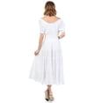 thumbnail image 2 of Sakkas Cotton Crepe Smocked Peasant Gypsy Boho Renaissance Mid Length Dress - White - One Size, 2 of 4