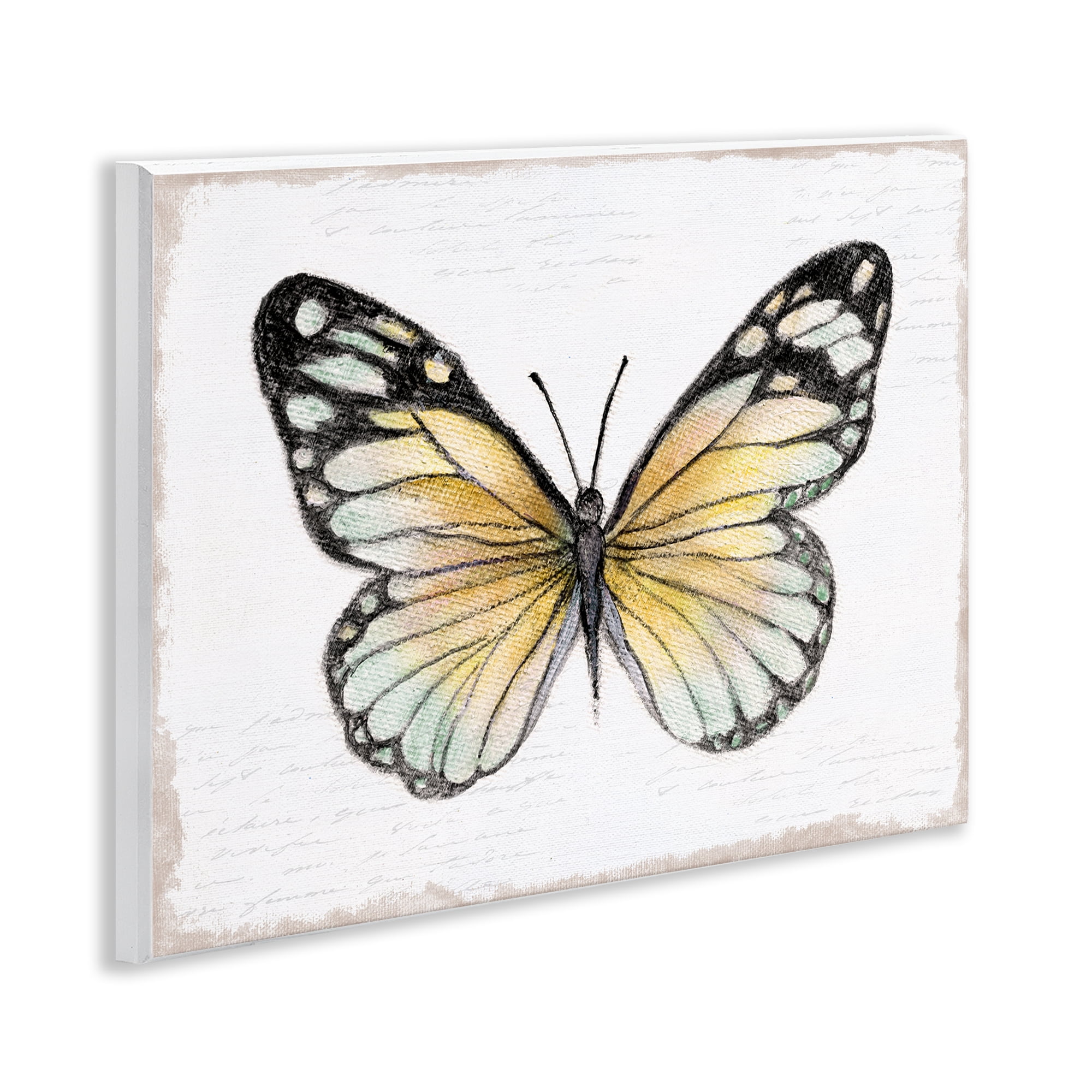 Stupell Industries Country Butterfly on White Animals Painting Unframed Art Print Wall Art, 14 x 11