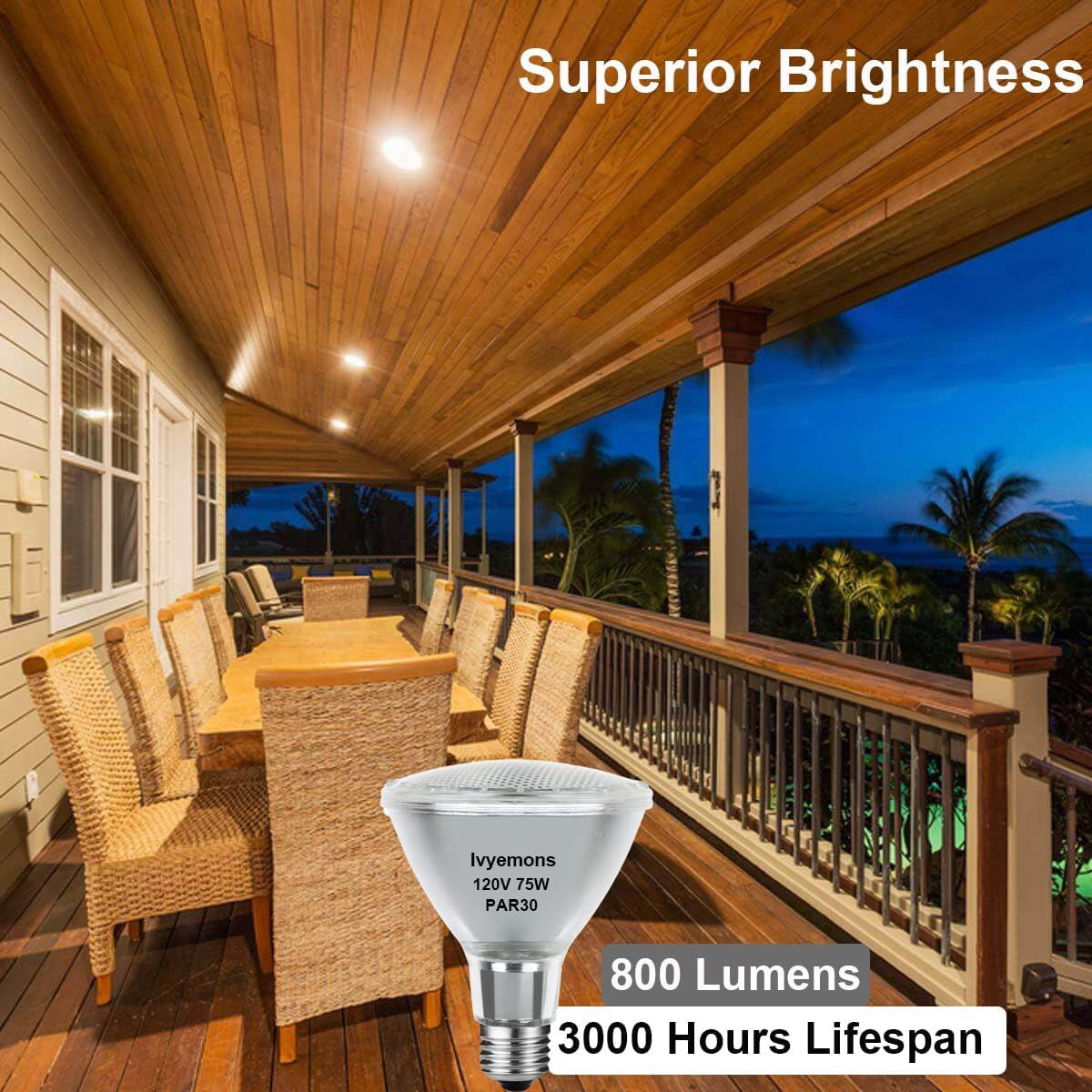 Halogen PAR30 Short Neck 75W 120V 800LM, 2 Pack sinvic High Output Halogen PAR30 Dimmable 2800K Warm White with E26 Base, Long Lifespan Long Neck Flood Light Bulb with CRI100 for Recessed Lighting