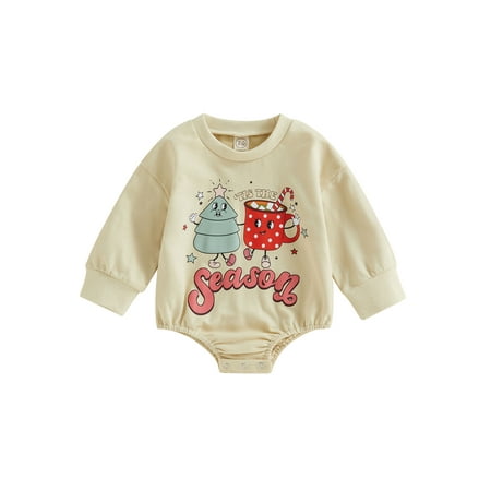 

Bagilaanoe Newborn Baby Girl Boy Christmas Rompers Tree/ Santa Print Long Sleeve Bodysuits 6M 12M 18M 24M Infant Casual One Piece Short Jumpsuit