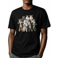 thumbnail image 6 of Seven Kittens Men's T Shirts Standing Cat T-Shirt for Men Animal Crew Neck Tees Cotton Tops, Black, S, 6 of 7