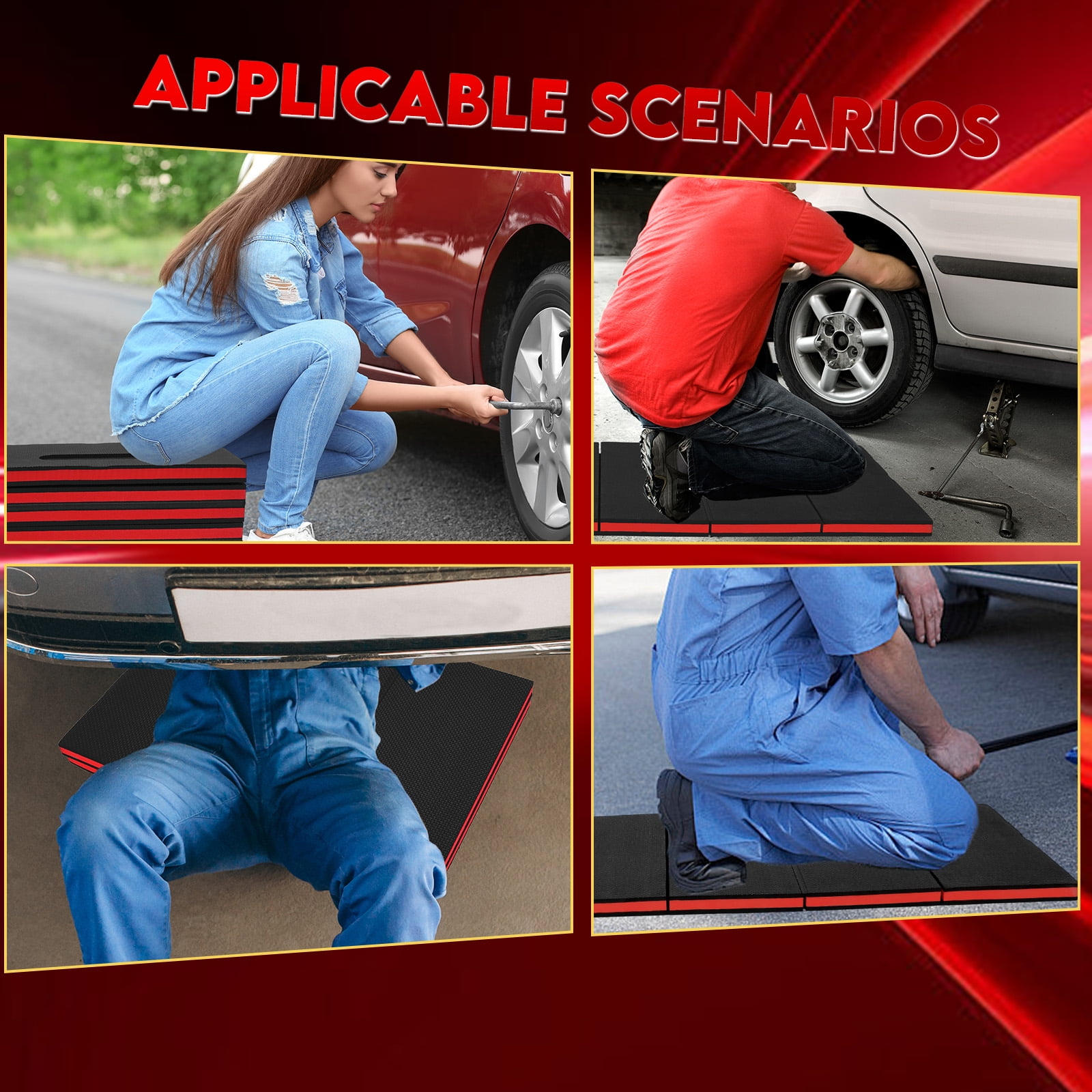 Mechanic Work Mat Foam Kneeling Pad Foldable 114.5 x 39.7 x 2.67 cm EVA Foam Kneeling Mat for Workout Garage Gardening Camping Picnic