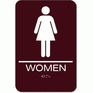 

WOMEN Restroom Sign - Styrene-Brown / White (2 Units)