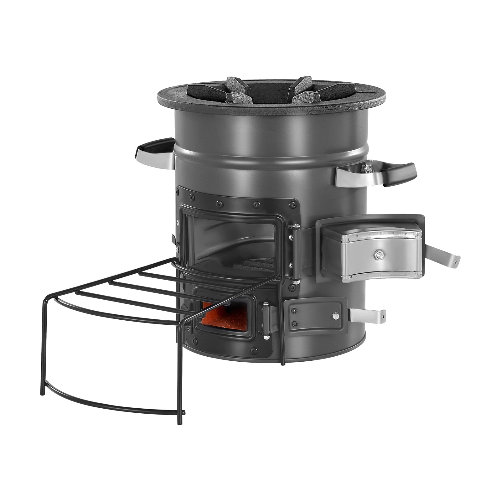 KFFKFF Portable Camping Rocket Stove, Wood-Fueled Outdoor Cooker with Carry Bag, Durable Steel Design,Dual Door,Suitable for Twigs, Sticks, or Charcoal,Ideal for Camping, Backyard,and Outdoor Cooking