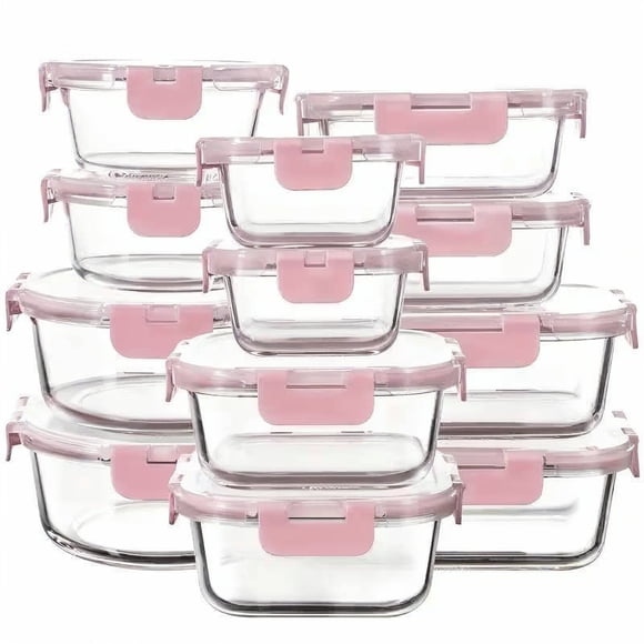 TechGen Airtight Glass Food Storage Container Set with Lids, BPA-Free Leak-Proof Meal Prep Boxes, Microwave Oven Freezer Safe, 24-Piece