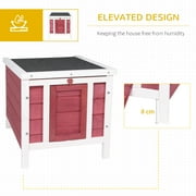 Small Cute Cat House w/ Hatch Door, Resistance to Weather, Raised Floor