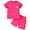 Hot Pink, variant on Girls Heart Rainbow Sequin T Shirt Shorts Set Two Piece Outfit Kid Toddler Clothing