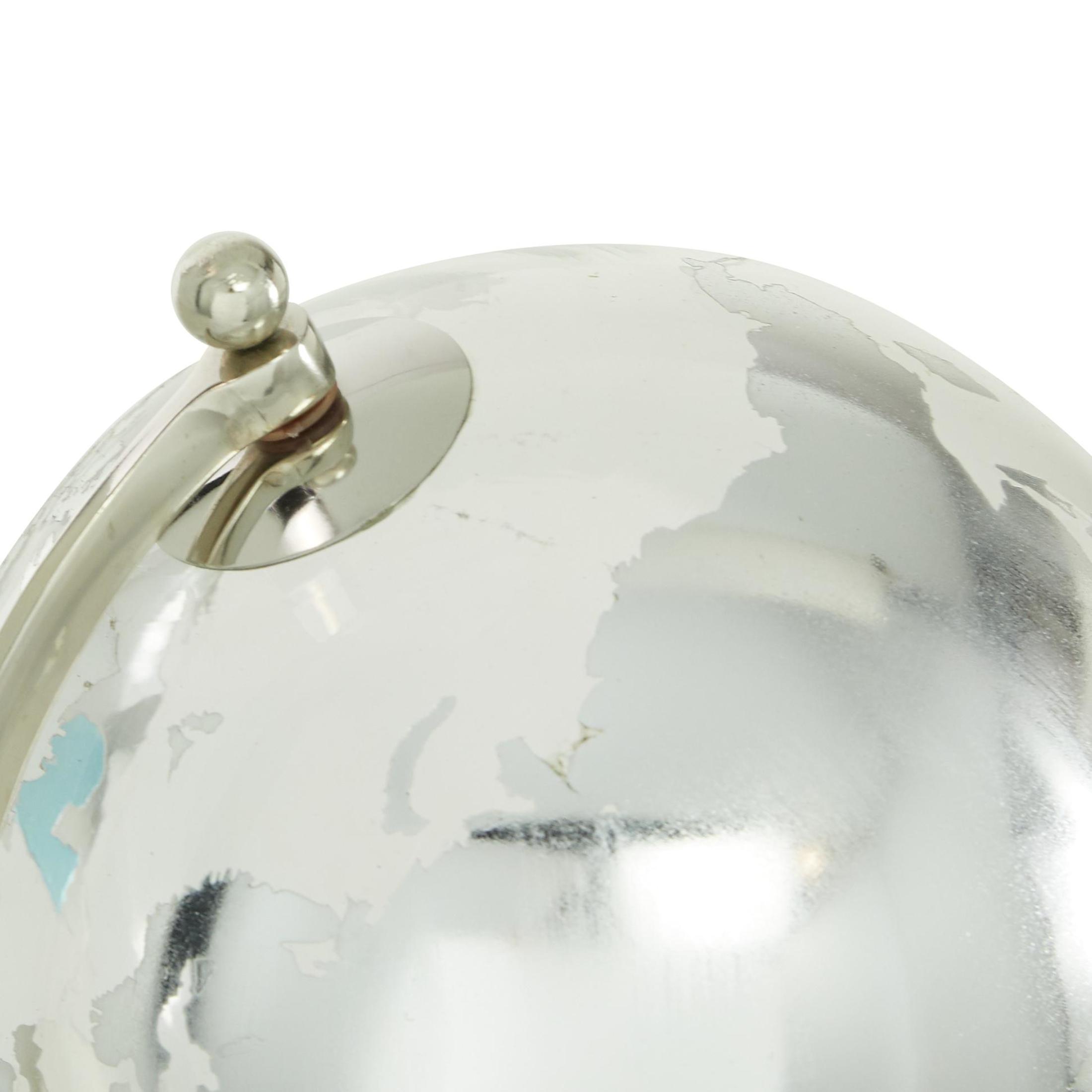 DecMode 8" Silver Globe with Marble Base and Tiered Base