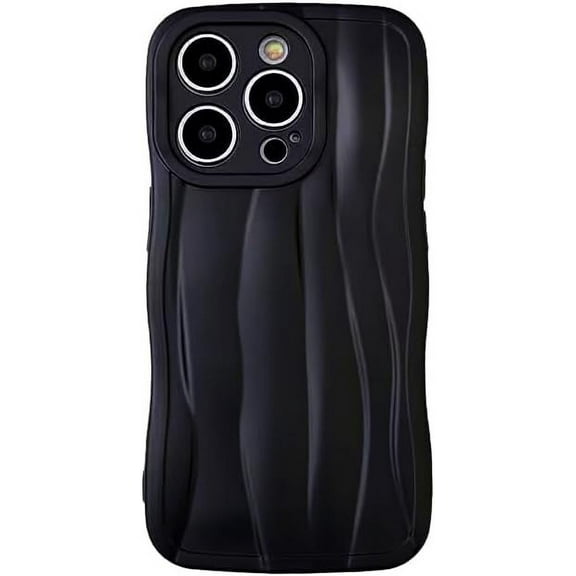 Compatible with iPhone 13 Case for Women/Girls, Cute Solid Candy Colours Wave Simple Skin Feeling Anti-Scratch Shockproof Case for iPhone 13, Black