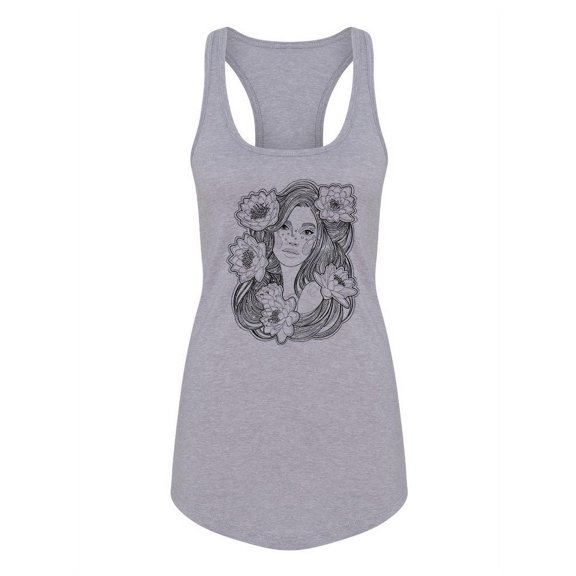 Woman With Very Long Hair Racerback Tank Women -Image by Shutterstock, Female x-Large