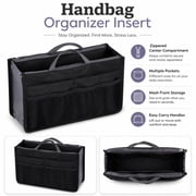Women’s Purse Organizer Insert with Zipper and Handles, Multi Pocket Handbag and Tote Bag Liner, TIKA