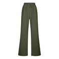 thumbnail image 4 of Daznico Womens Pants,Women's Solid Color Linen Drawstring Pants Loose Fit Casual Style,Womens Trousers,Size:XL, 4 of 6