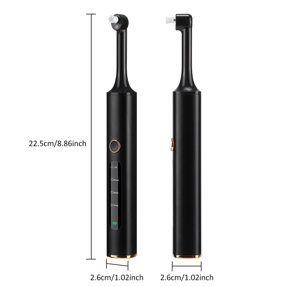 Tooth Polisher, Tooth Whitening Kit, Rechargeable Dental Polisher, Teeth Cleaning Kit with 5 Brush Heads, 4 Speed Modes and LED Light, IPX6 Waterproof for People/Pets