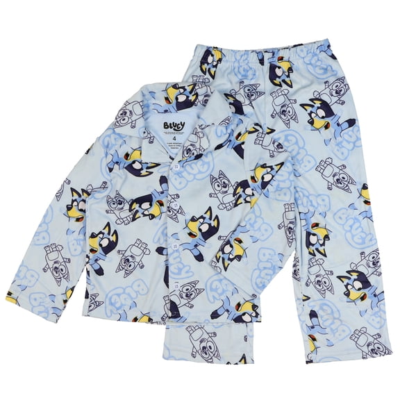 Bluey Pajamas Boys' 2-Piece Coat Front Flannel Lounge Sleep Set