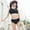 Black, variant on U Women Black Swimsuits for Bathing Back Prints Bikini Set Vest Top and Shorts Two Piece Bathing Suit Swimwear, XL