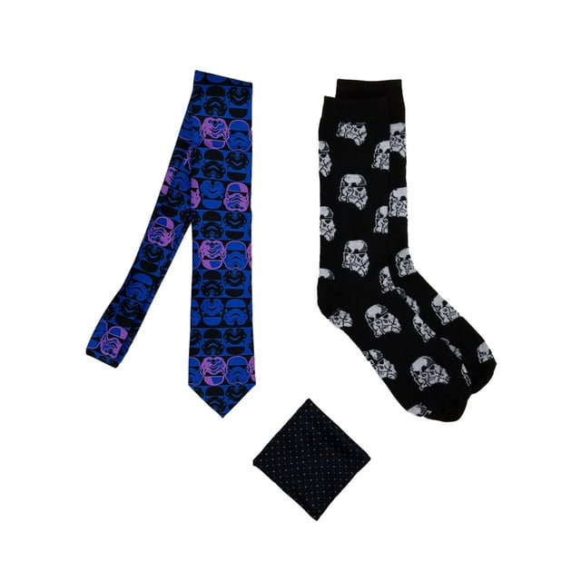 Star Wars Stormtrooper Mens 3Piece Crew Sock Handkerchief & Tie Set