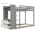 thumbnail image 2 of Harper & Bright Designs Twin over Twin Bunk Bed with 4 Storage Drawers and Built-in Shelves, Wooden Twin Size Bunk Beds Frame with Hanging Rail, Light Strip & Dual Pegboards, Gray, 2 of 20