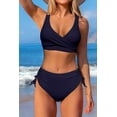 thumbnail image 4 of HSHDLDF High Waisted Bikini Twist Front Tie Back 2 Piece Swimsuit Solid Color, 4 of 7