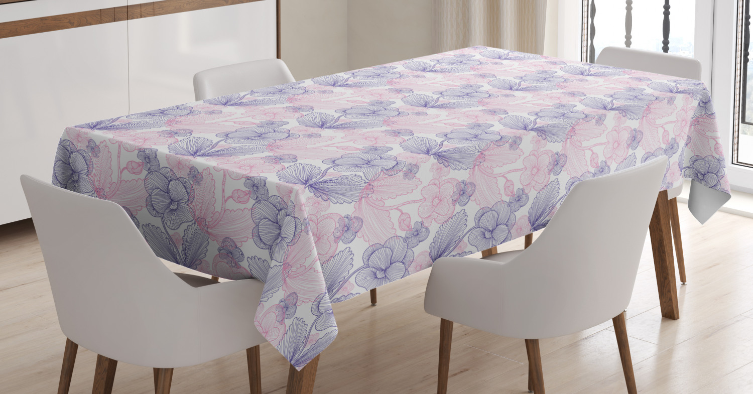 Pastel Tablecloth, Fresh Spring Season Inspired Composition with