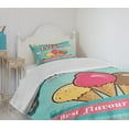 thumbnail image 4 of Ambesonne Ice Cream Quilted Bedspread Set 2 Pcs, Words Toppings, Twin Size, Seafoam Pink Pale Yellow, 4 of 6