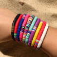 thumbnail image 3 of 10 Uds. Pulseras de surfista de vinilo de polímero de Color arcoíris, discos hechos a mano, pulsera Bohemia, joyería hecha a mano DIY, 3 of 5