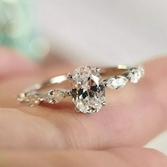 Engagement Ring IGI Oval 1.30Ct Certified Lab Grown Diamond 14k Gold Band